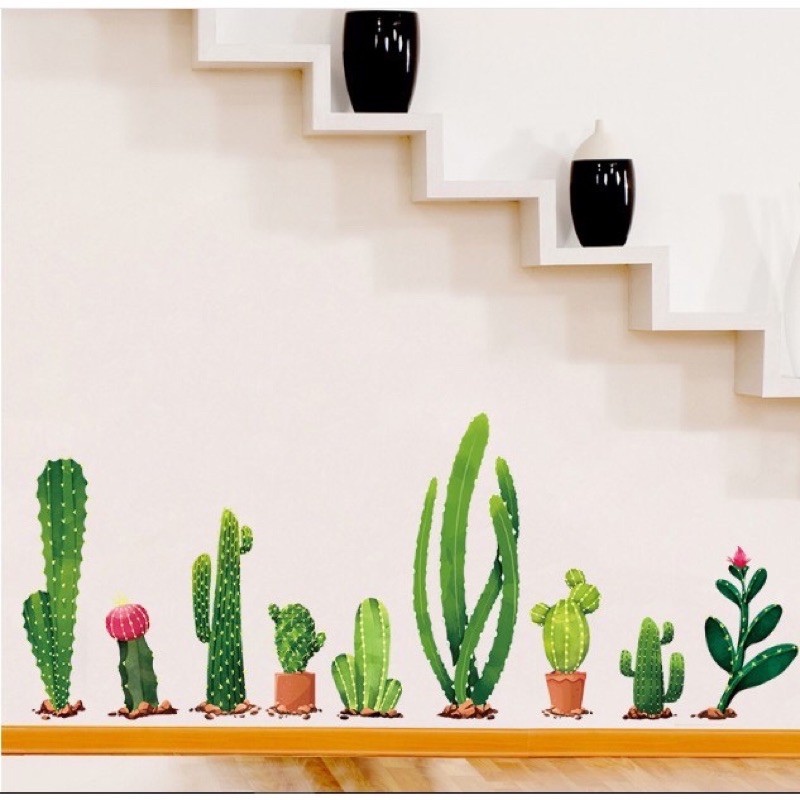 Decal giấy dán tường - Xương rồng nhánh dài