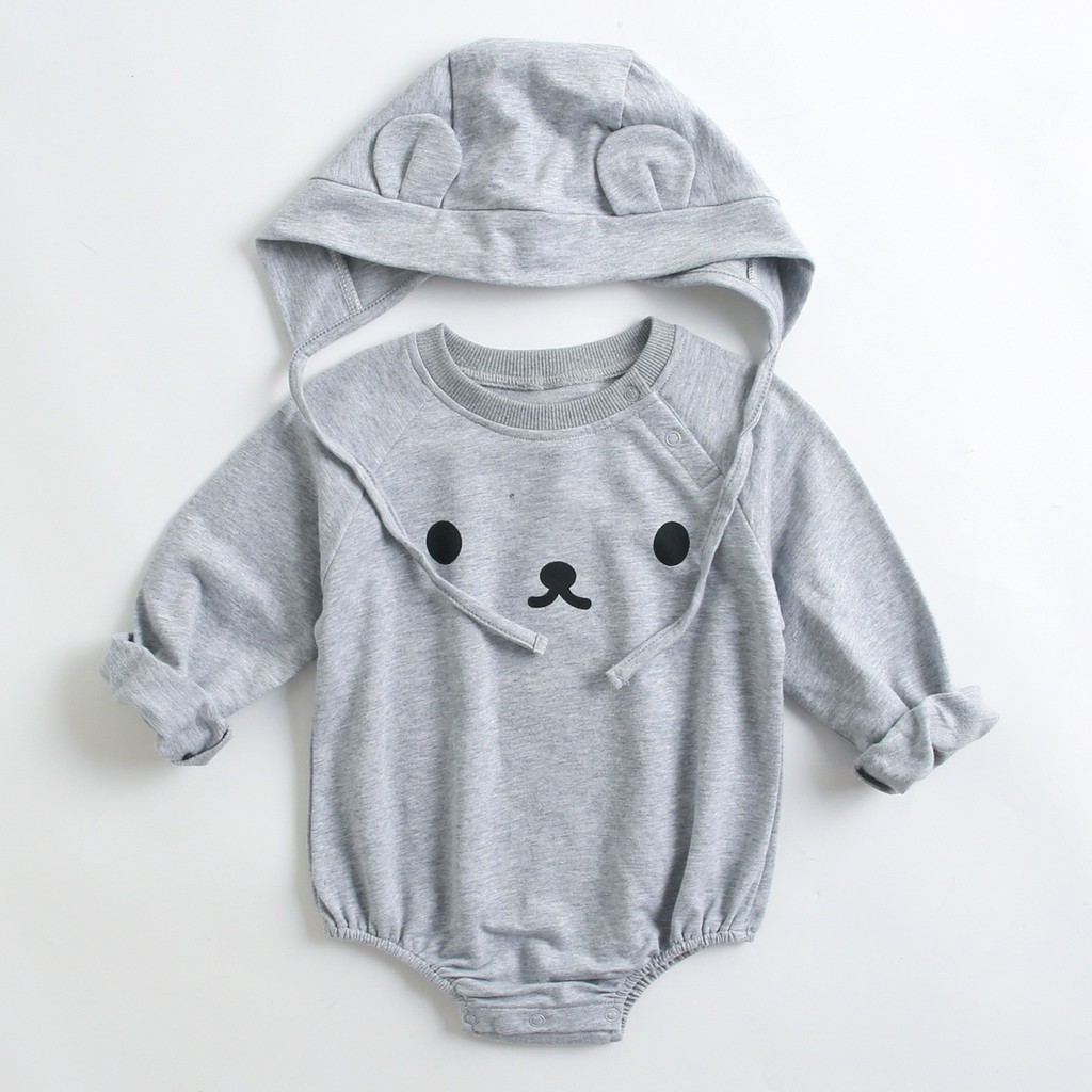 Bộ áo liền thân Sanlutoz tay dài với mũ trùm dễ thương dành cho bé