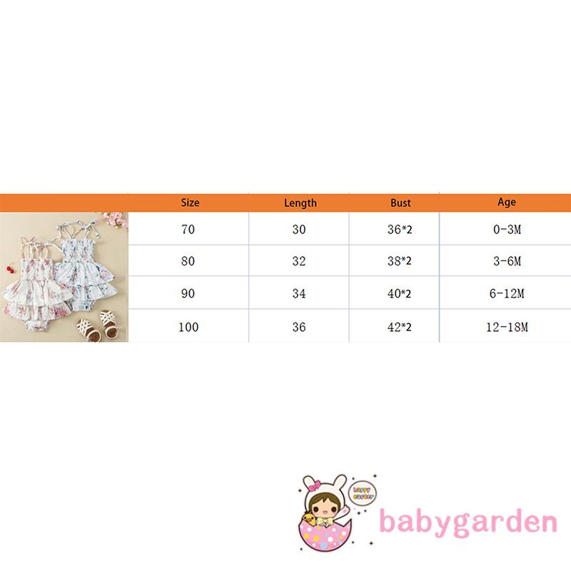 Bộ Áo Liền Quần Hai Dây Không Tay Cài Nút In Hoa Dành Cho Bé Gái 0-18 Tháng Tuổi