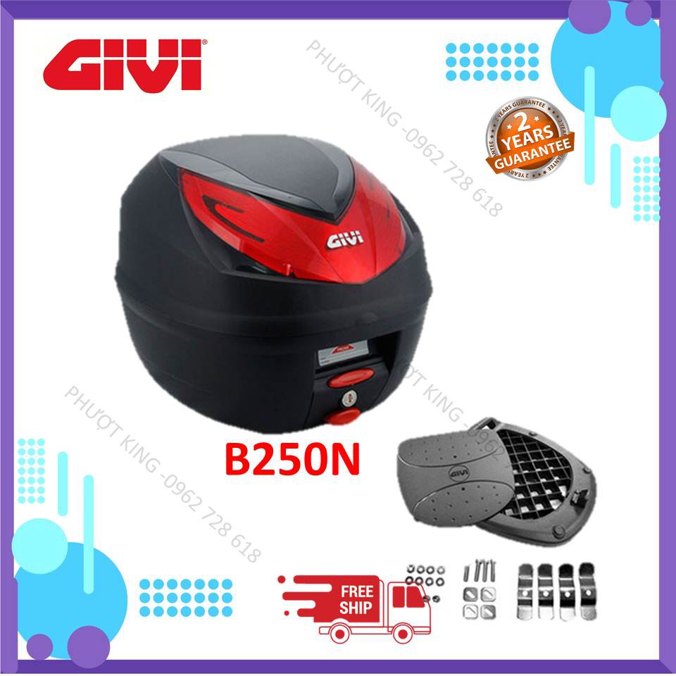 Thùng givi B250N tặng kèm đế MP60N