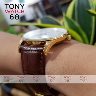 Đồng hồ cặp đôi nam nữ Halei viền vàng dây da siêu mỏng Tony Watch 68