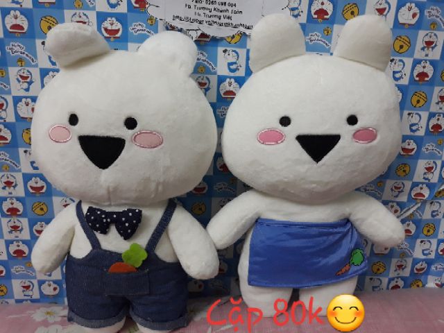 Bạn thỏ trắng tinh, cực xinh, đeo tạp dề cà rốt cao 40cm y hình, like new 99,99%🐰🐾🐾🐾🐰