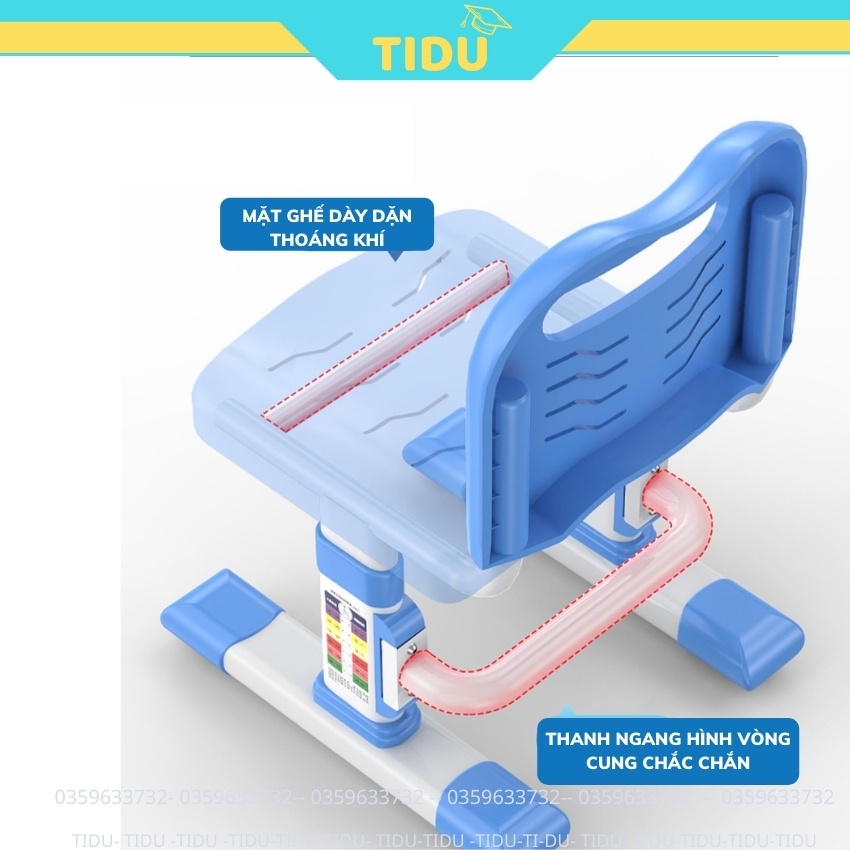 bộ bàn học chống gù chống cận thông minh học sinh Tidu R08 kích thước 60x80 nâng hạ độ cao bằng tay quay