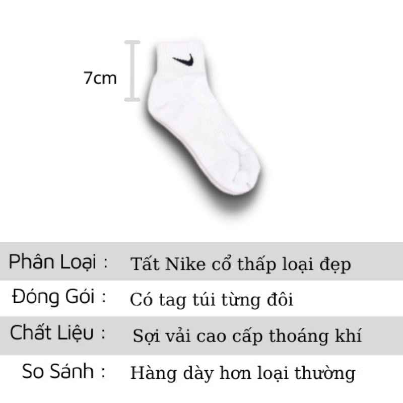Tất vớ nam nữ thể thao Nik3 cổ cao, thấp thời trang cao cấp đầy đủ vỏ + tag