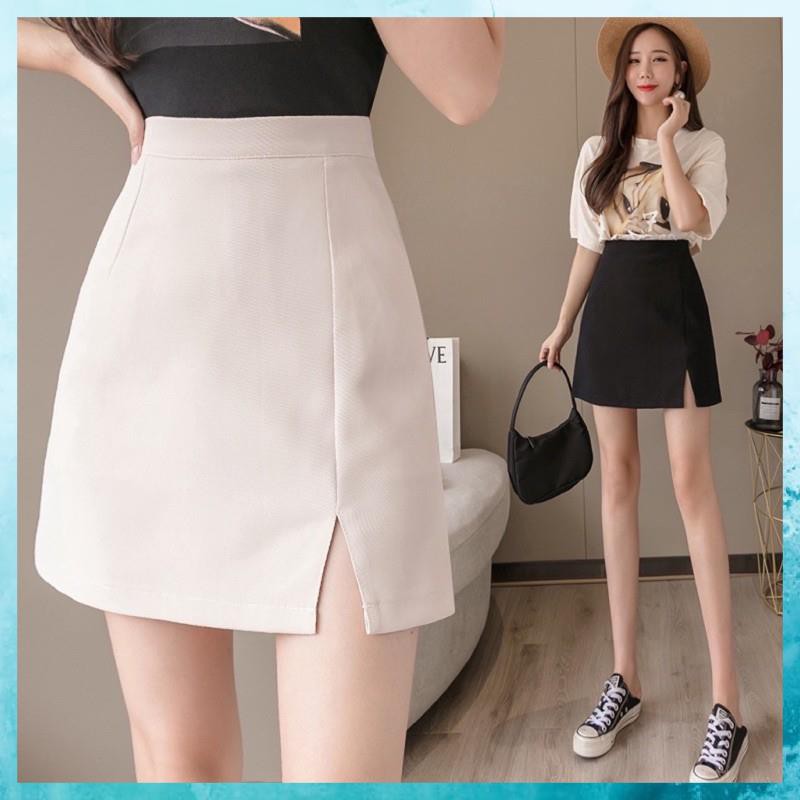 [FreeShip] Chân Váy Ngắn Chữ A Xẻ Trước, Chân Váy Chữ A Công Sở Xẻ Tà Cực Xinh Có Quần Chống Lộ - CV02