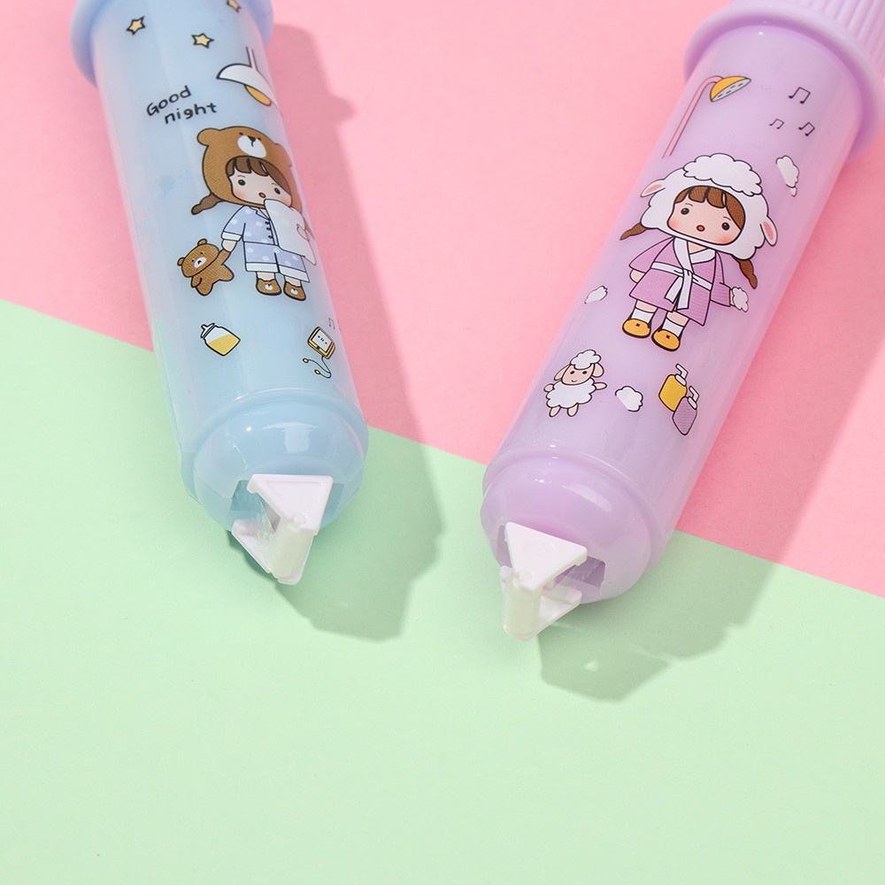 Thanh lăn 2 đầu gồm đầu bút xóa kéo và đầu băng keo hai mặt sáng tạo 2 trong 1 dùng trang trí sổ tay thủ công