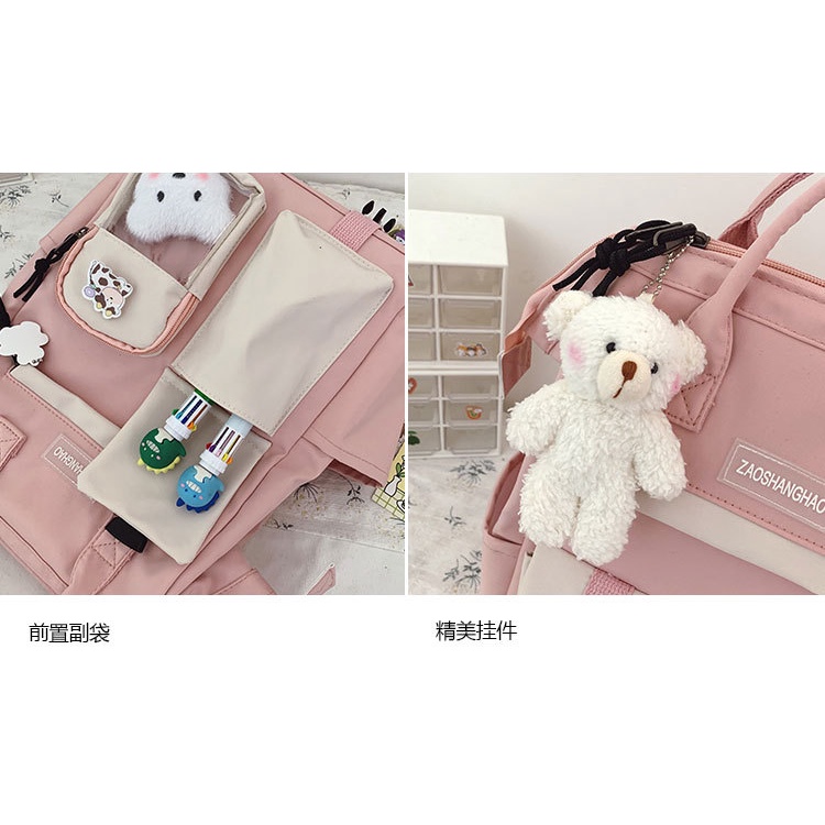 Ba Lô JASMIN NOIR Đi Học / Du Lịch Vải Canvas Cỡ Lớn In Hoạt Hình Dễ Thương Cho Nữ