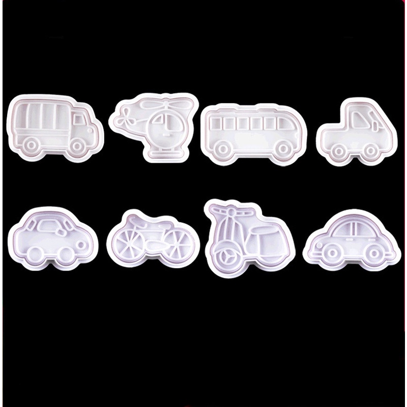 Bộ 4 Khuôn Nhựa Làm Bánh Quy Hình Phương Tiện Giao Thông
