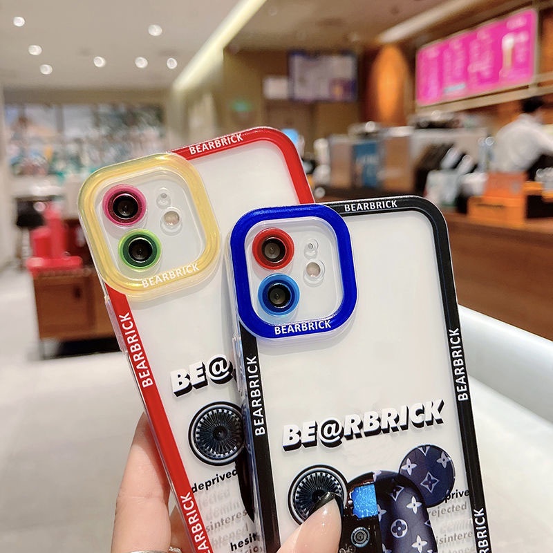 Ốp Điện Thoại Silicon Mềm Viền Màu Hình Gấu Cho Iphone