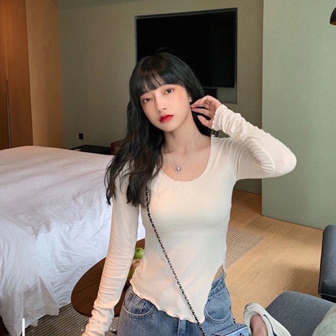 [Mã 11FASHIONSALE1 giảm 10K đơn 50K] Áo Thun Body Dài Tay Vạt Chéo Nhún EO | BigBuy360 - bigbuy360.vn