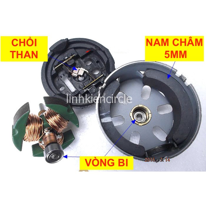 Motor mô tơ chạy pin 1.5V - 3V - 4.5V mô men xoắn cao từ tính mạnh tôc độ 9000 - 13500 RPM vòng bi đôi - LK0279