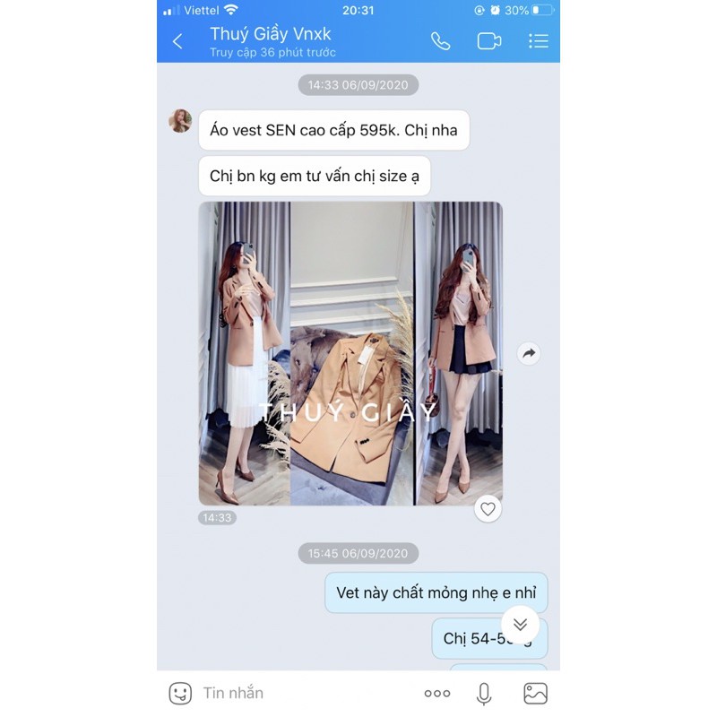 Pass áo blazers Thuý Giày 1 cúc chất lụa hàn 2 lớp