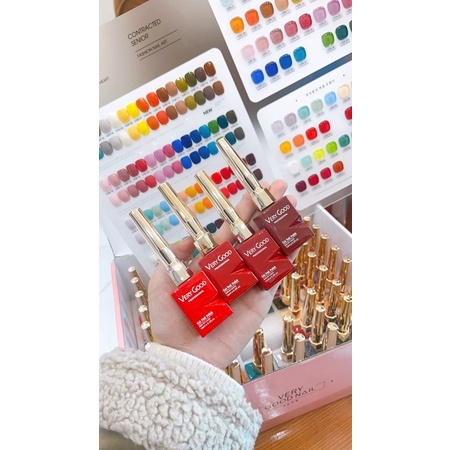 Set sơn gel Very Good nail 60 màu nắp vàng gold tone Hàn Quốc sơn đặc mướt tặng kèm bảng base top