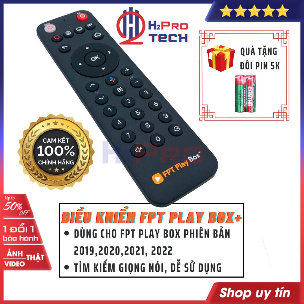 Điều Khiển Giọng Nói Fpt Play Box+, Remote Fpt Play Box Hàng Chính Hãng Bản 2019,2020,2021 (Tặng Đôi Pin 5K)-H2Pro Tech