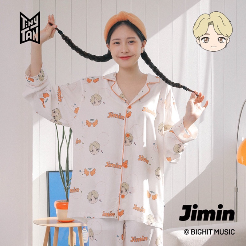 Bộ Đồ Ngủ Tay Dài In Hình BTS BT21 Phong Cách Hàn Quốc
