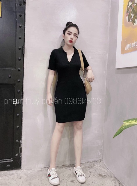 Váy len body cổ v 5 màu dành cho nữ