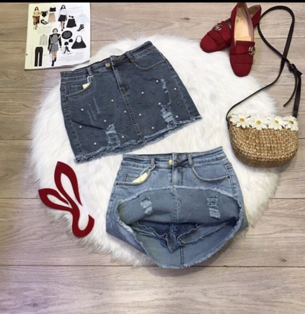 CHÂN VÁY JEAN ĐÍNH HẠT