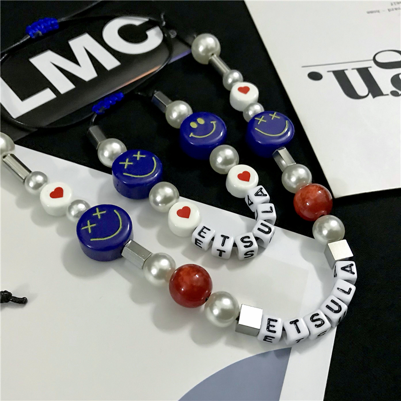 vòng cổ Hình Mặt Cười Đính Ngọc Trai Phong Cách Hip Hop