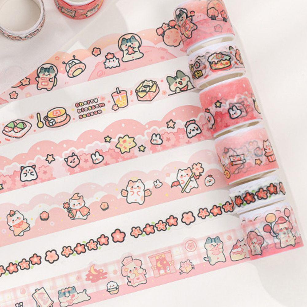 Băng Keo Dán Hình Hoa Anh Đào Màu Hồng Dễ Thương Trang Trí Sổ Tay DIY