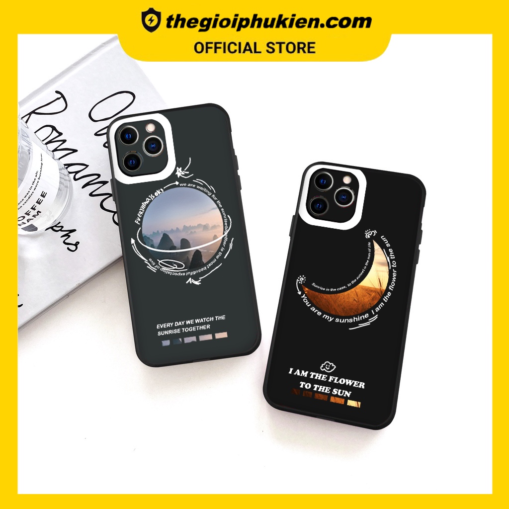 Ốp iphone - Ốp lưng iphone cạnh vuông viền camera Trăng núi dành cho ip 6 đến 14promax - g101