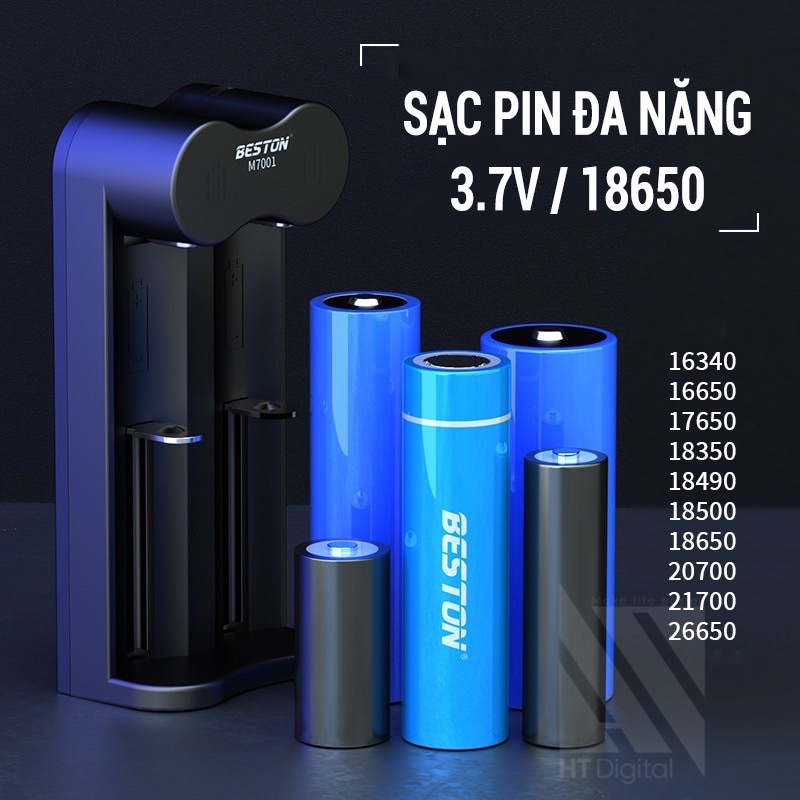 Pin sạc 3.7v Beston 18650 dung lượng cao 3300mah - Sạc beston - Chính hãng - Bh 6 tháng