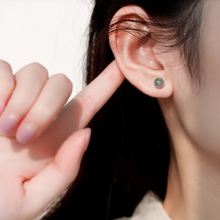 Bông tai hạt xám kiểu dáng cổ điển 6 ly