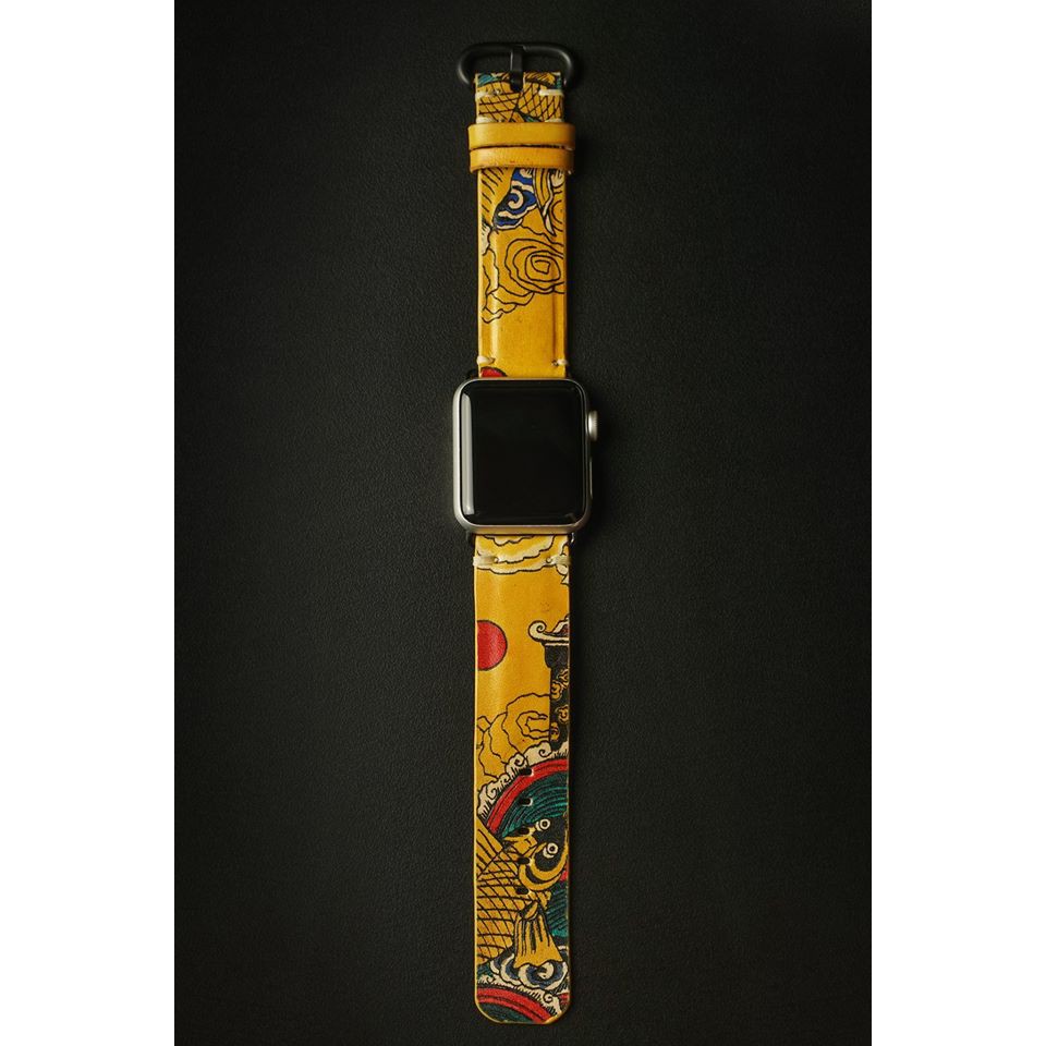 DÂY DA ĐỎ CASE - mẫu Cá chép vượt vũ môn - ÁP DỤNG cho Apple Watch và các dòng đồng hồ Classic