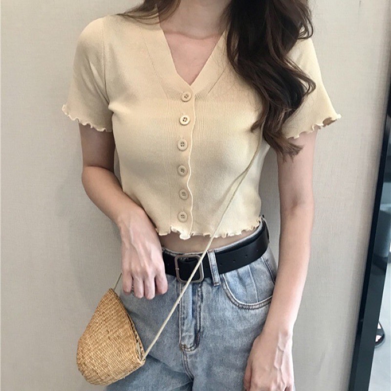 Áo croptop bigsize len dệt lai gợn