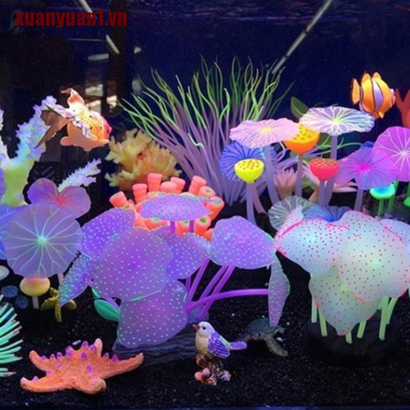 [XUANYUAN1] Đèn Phản Quang San Hô Hình Nấm Lá Sen / Lá Sen Trang Trí Bể Cá