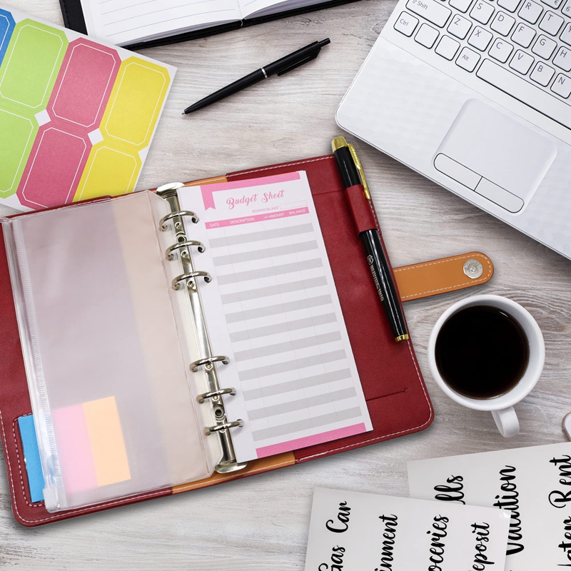 Sổ Tay Khổ A6 Có Túi Đựng Giấy Tờ Tiết Kiệm Tiền Tiện Lợi