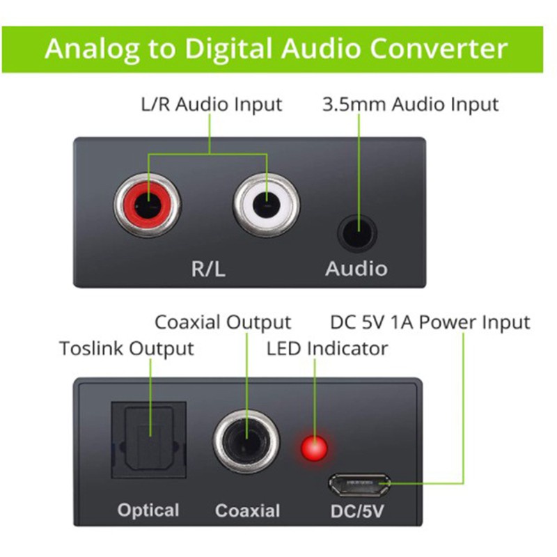 Bộ Chuyển Đổi Âm Thanh Analog Sang Digital R / L Rca 3.5mm Aux Toslink | BigBuy360 - bigbuy360.vn