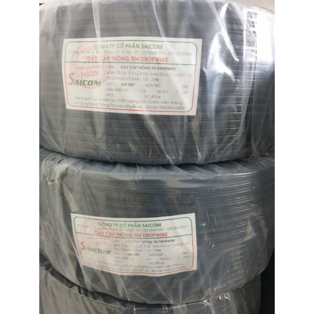 DÂY ĐIỆN THOẠI TREO NGOÀI TRỜI DROPWIRE 2X2X0.5 SAICOM , chưa VAT