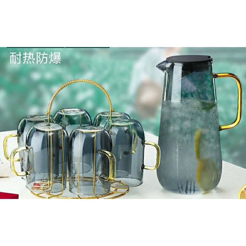 Bộ Bình Cốc Thủy Tinh Chịu Nhiệt Màu Đen Quý Phái, Chất Liệu Brosilicate Chịu Nhiệt