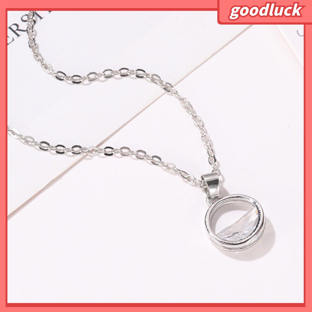 Set Dây Chuyền + Đôi Khuyên Tai Mặt Tròn Đính Đá Thời Trang Cho Nữ