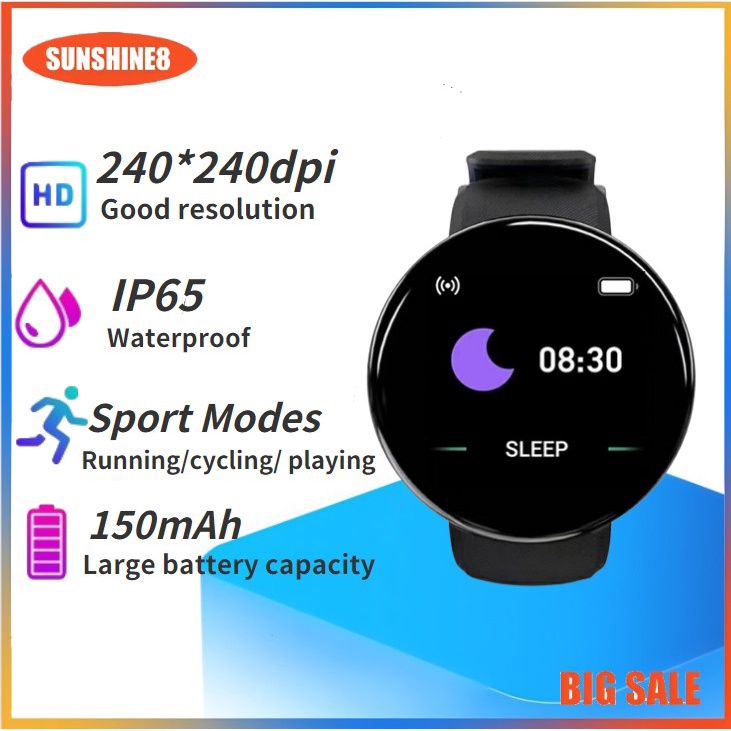 ❇️D18S  ❇️Đồng hồ thông minh 1.44 không dây hình tròn có chức năng nhắc nhở cuộc gọi