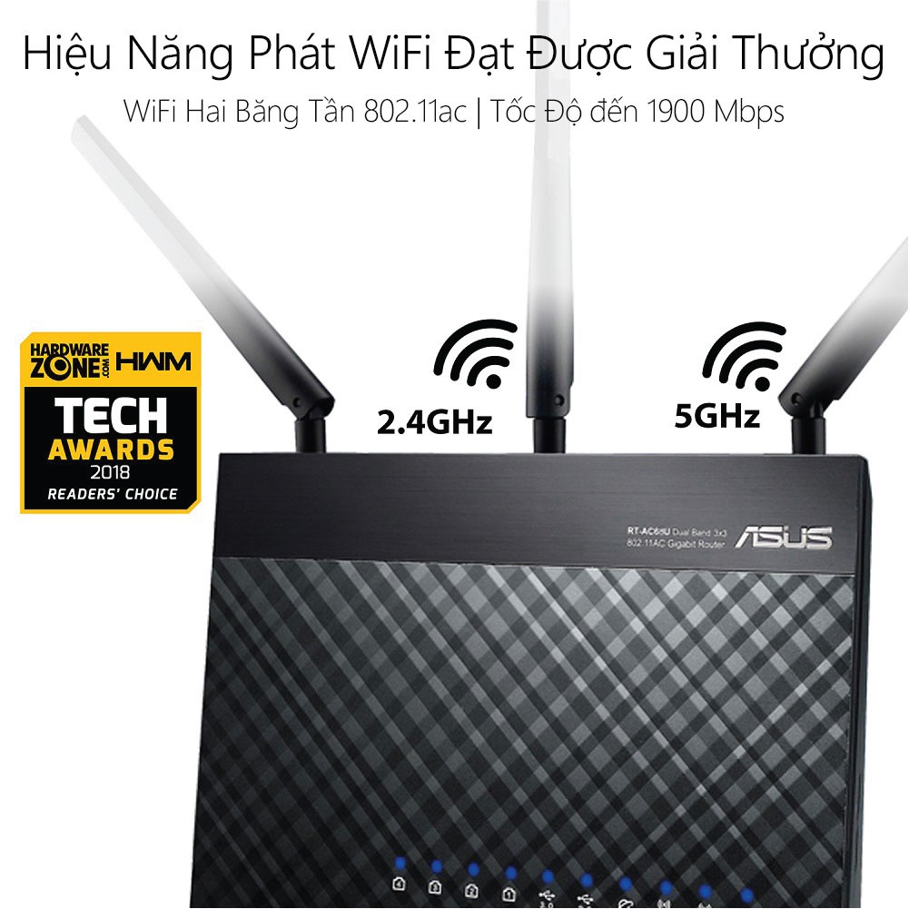 [Mã ELMALL1TR5 giảm 6% đơn 3TR] Router Wifi băng tần kép ASUS RT-AC86U