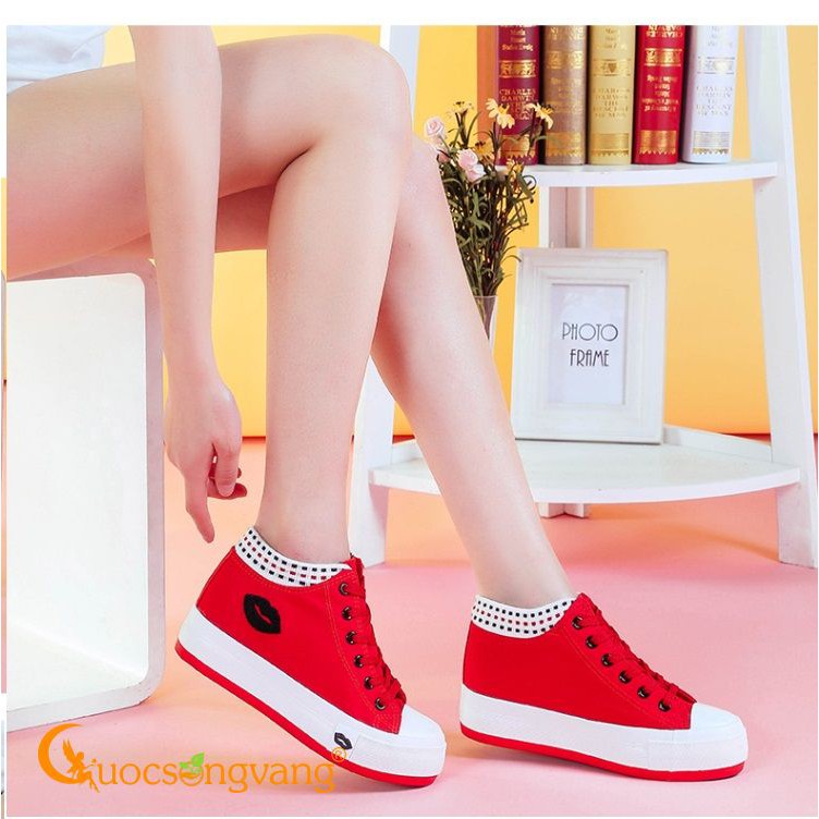 Giày sneaker nữ giày nữ đế độn kếp GLG001 thêu môi