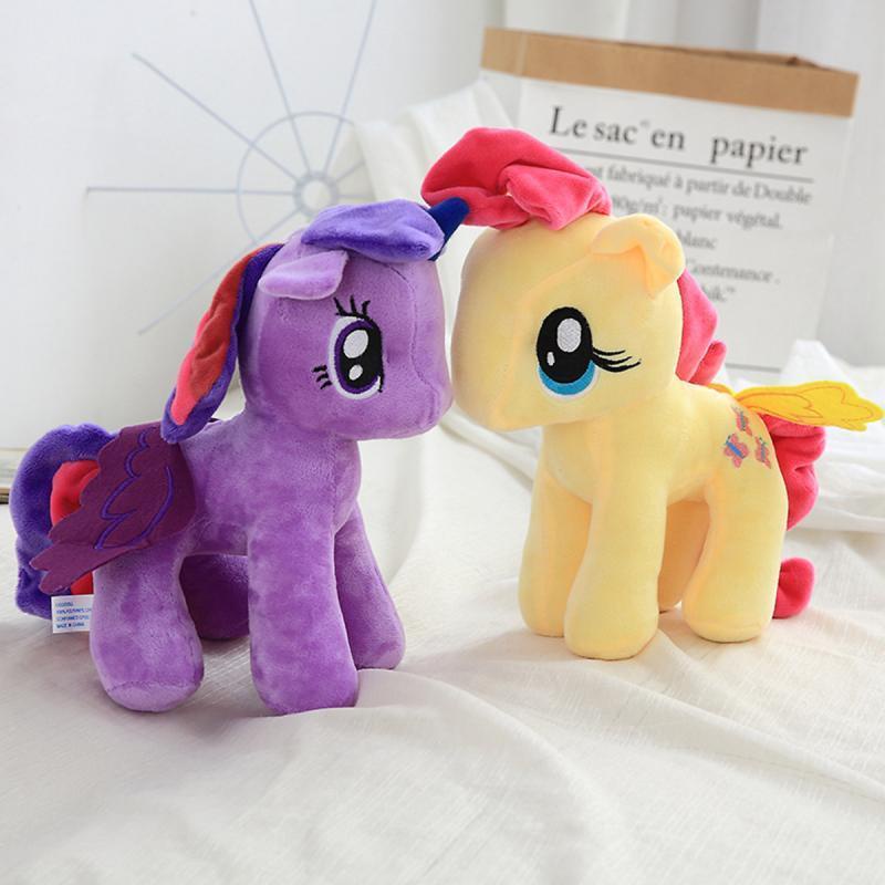 Thú Nhồi Bông Hình Con Ngựa Pony Màu Cầu Vồng Mềm 25cm