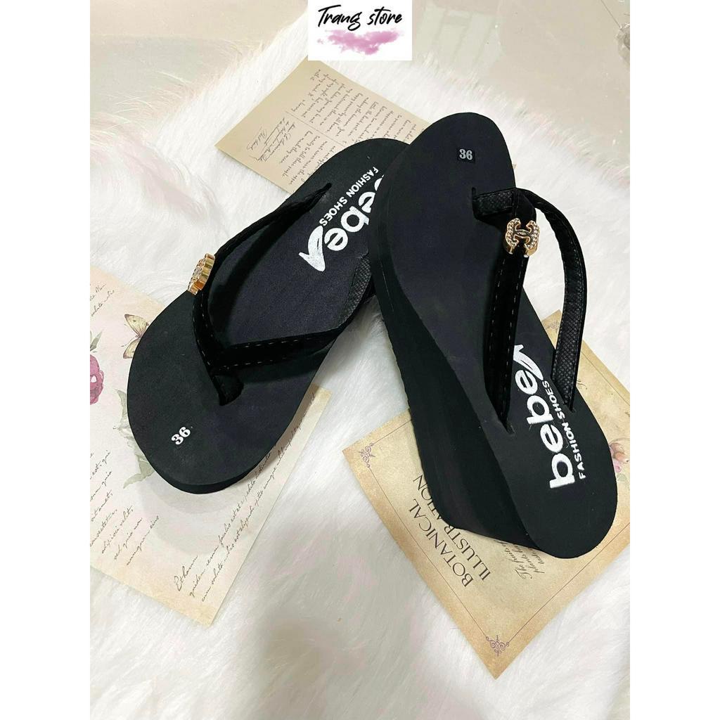 Dép lê xốp kẹp nữ 7cm đế dày cao gót quai xỏ(siêu rẻ)