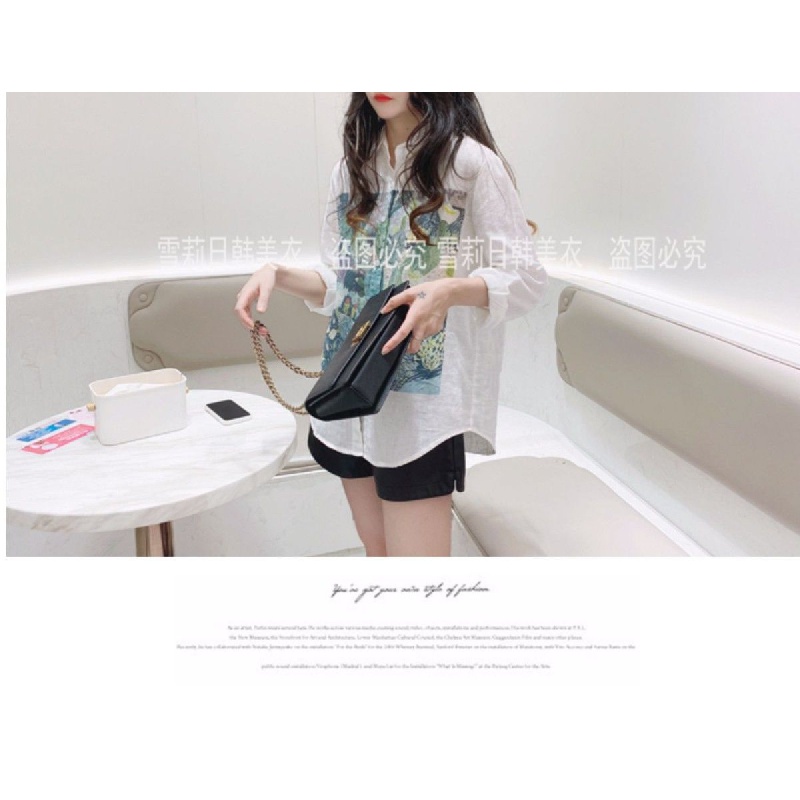 Áo Sơ Mi Cotton Tay Dài Dáng Rộng In Họa Tiết Graffiti Màu Sắc Thời Trang Cho Nữ