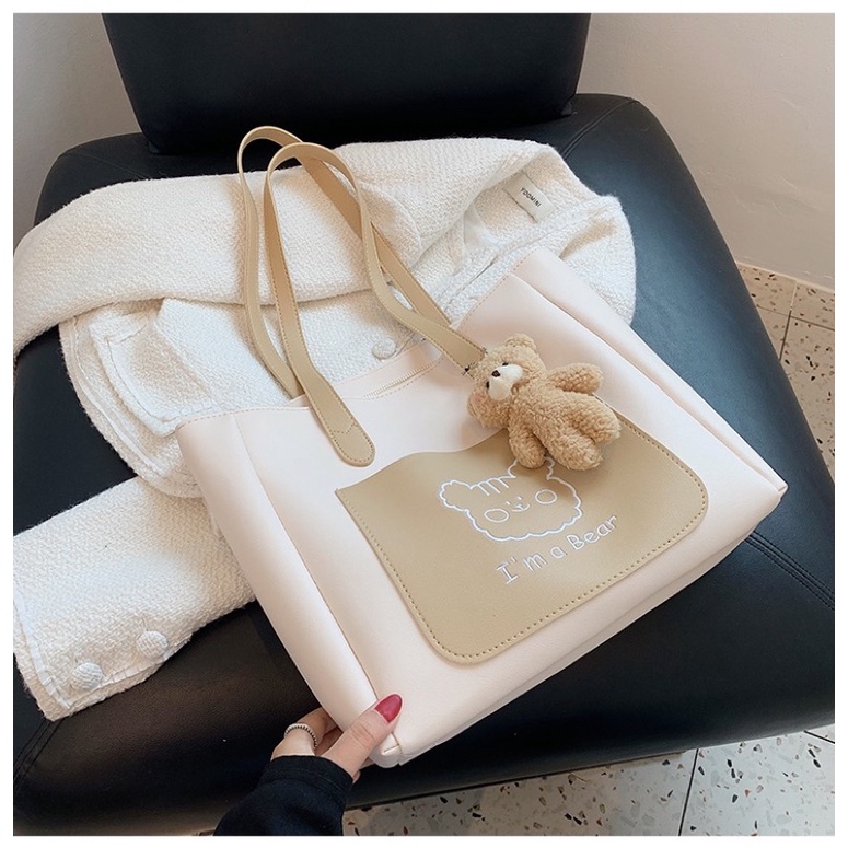 [Tặng móc gấu] 🦋 Túi tote da, túi xách nữ thời trang đi học đi làm xinh xắn hình gấu  Đựng đồ thoải mái 🦄 HÀNG CÓ SẴN