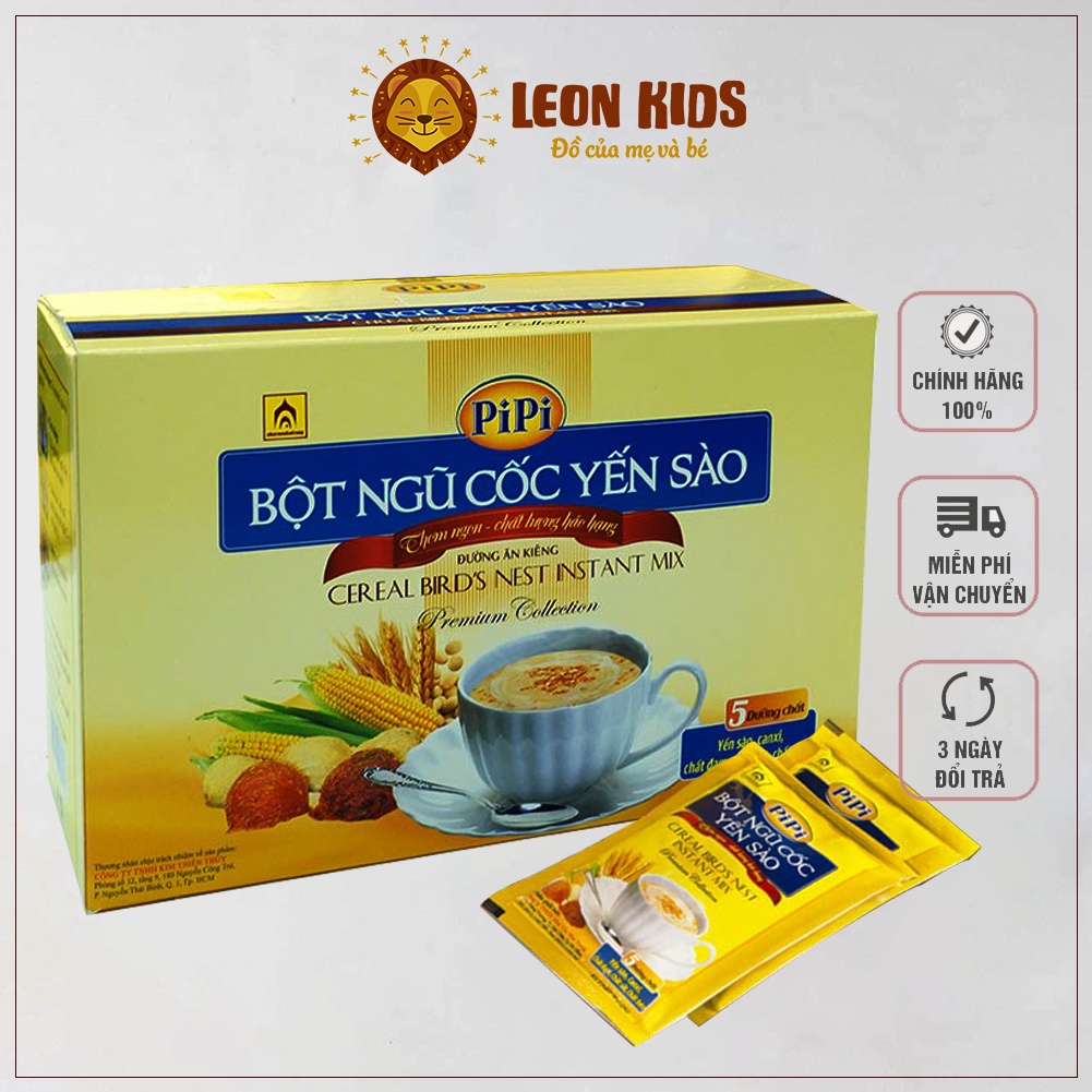 Bột ngũ cốc yến sào PIPI hộp 20 gói chính hãng Nhà Yến Nha Trang Khánh Hòa