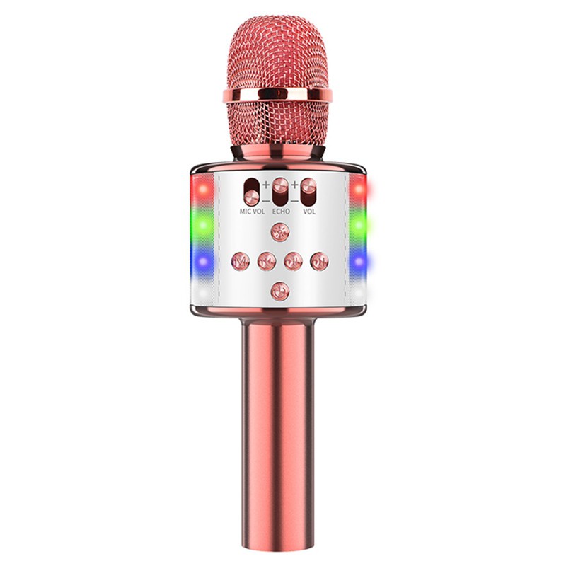 Micro Cầm Tay Không Dây Kết Nối Bluetooth Màu Hồng Dùng Để Hát Karaoke