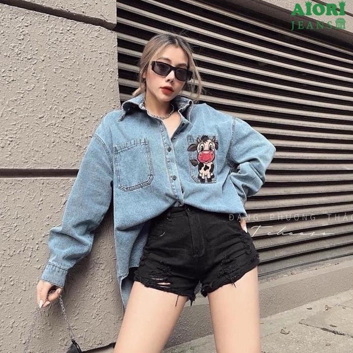 Quần Jeans Nữ - Quần Short Jeans Lưng Cao Rách Kiểu Màu Đen Tua Lai Chuẩn Form Thiết Kế Rách Cá Tính