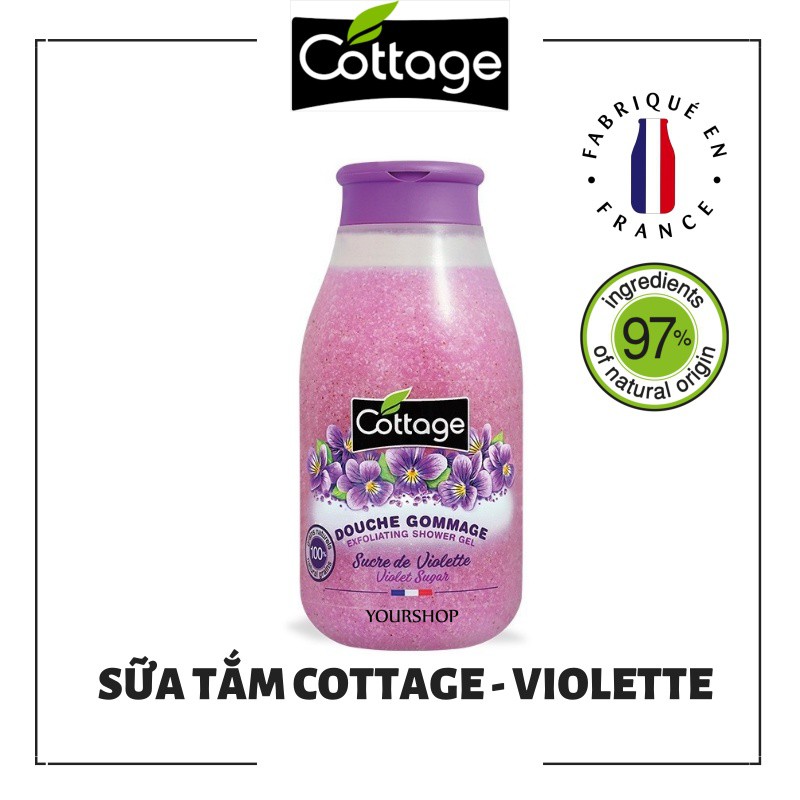 Sữa tắm tẩy tế bào chết Cottage Violet 270ml - Chính Hãng Pháp
