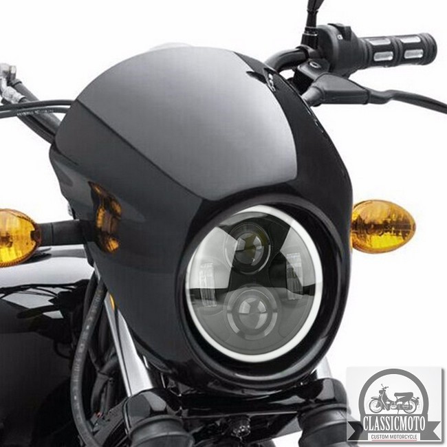ĐÈN PHA XE MÁY ĐỘ CLASSIC - Đèn pha Harley Cafe Racer Chopper Bobber CG125 GN125 bóng Led