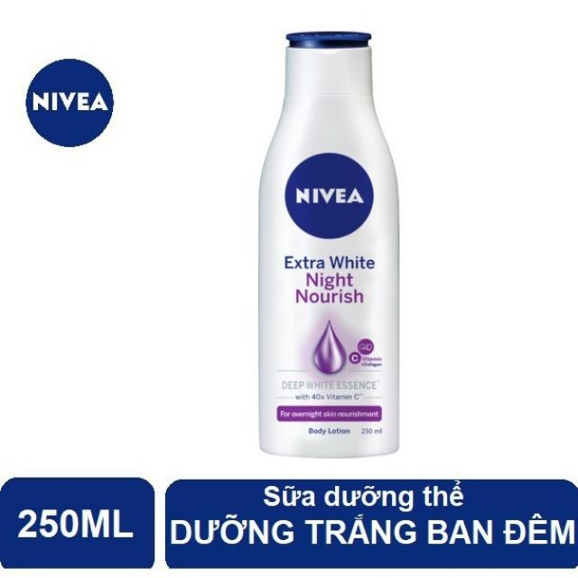 Sữa dưỡng thể Nivea dưỡng trắng chuyên sâu ban đêm 250ml