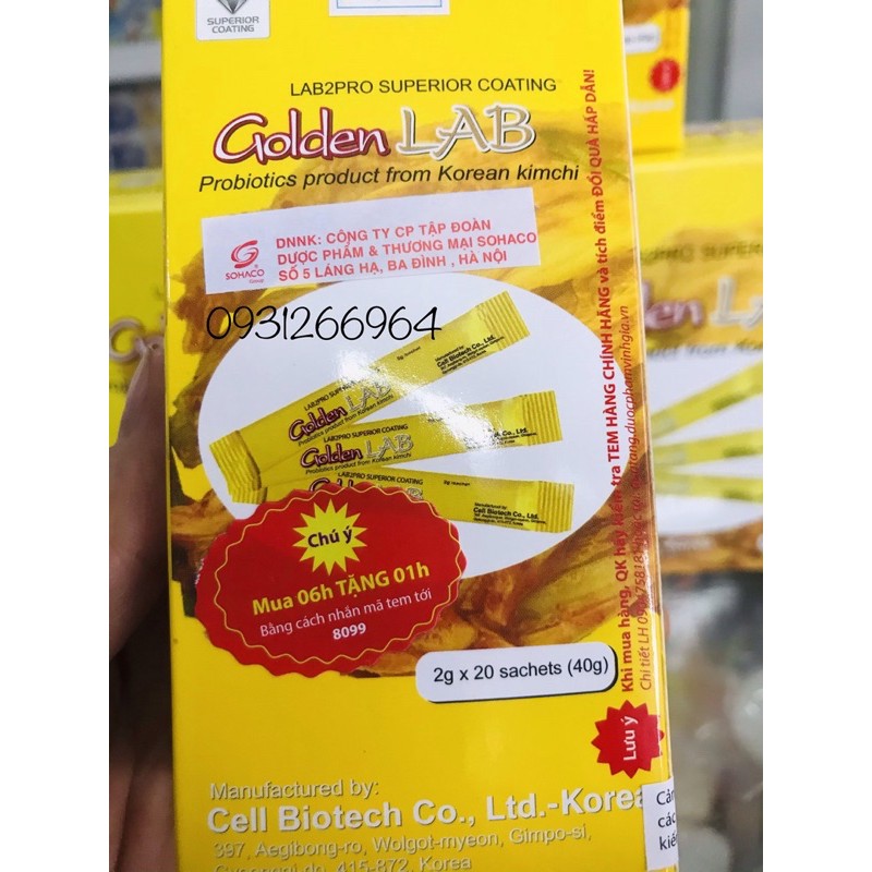 Men vi sinh hàn quốc Golden lab( mẫu mới )