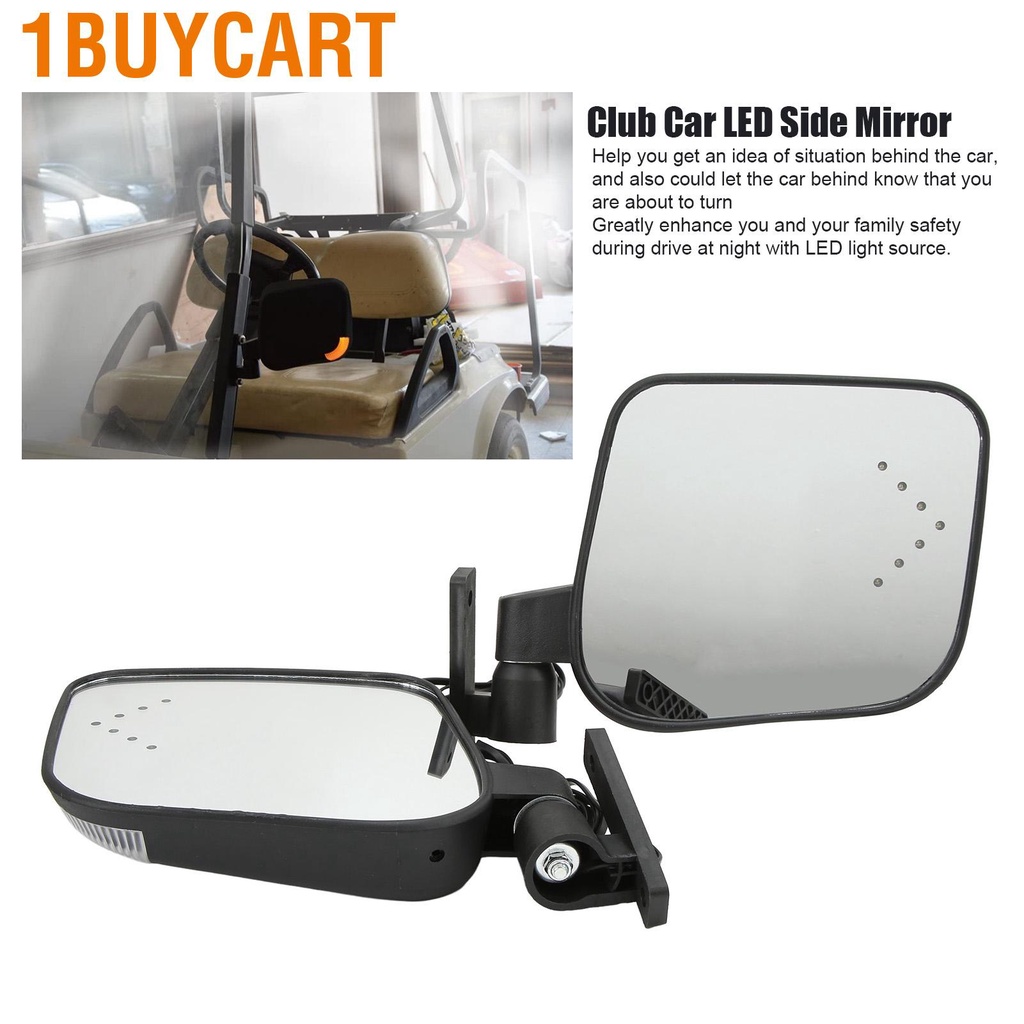 1buycart Rearview Mirror with Turn Signal Light Pair Club Car LED Side Replacement for EZGO Modification