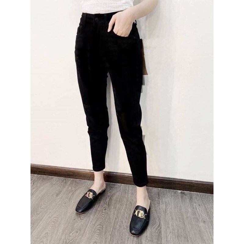 Quần jean baggy đen cao cấp 42-98kg vải co giãn 4 chiều